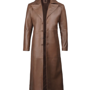 Men’s Brown Leather Duster Coat – Classic Western Style with Modern Comfort